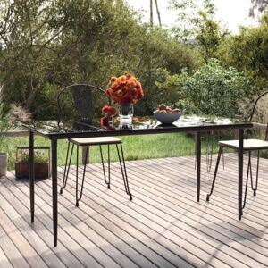 Zahradní jídelní stůl černý 160x80x74 cm ocel a tvrzené sklo